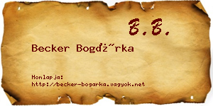 Becker Bogárka névjegykártya